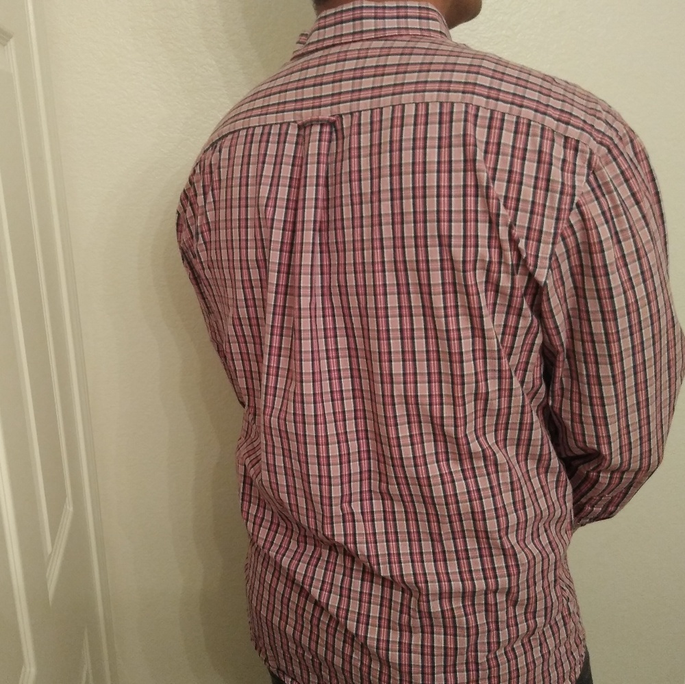 IZOD Men's Button Down Long Sleeve Plaid Shirt